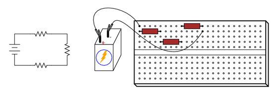 placă electronică de test - circuit serie cu trei rezistori 00448.png