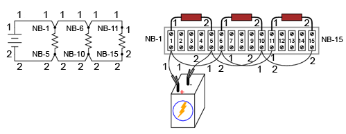 regletă de conexiuni; circuit paralel; marcarea conductorilor 00457.png