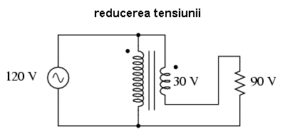 folosirea unui autotransformator coborâtor de tensiune cu înfăşurarea secundară conectată în serie pentru reducerea tensiunii 02148.png