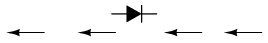 simbolul schematic al diodei semiconductoare: săgeţile indică direcţia de deplasare a electronilor 03246.png