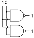 circuit logic combinaţional format din două porţi logice ŞI-negat 04452.png