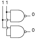 circuit logic combinaţional format din două porţi logice ŞI-negat 04453.png