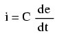 expresia matematică a relaţiei dintre curentul condensatorului şi rata de variaţie a tensiunii la bornele acestuia 12041.png
