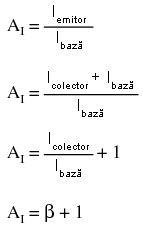 configuraţia amplificatorului cu tranzistor în conexiune colector comun; calcularea factorului de amplificare în curent 13020.png